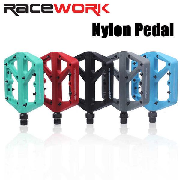 Pédales de vélo Racework Pédale de vélo de montagne Fibre de nylon Du Pédale de roulement Ultra légère Anti-Skid Speed Drop DH Pédale d'équitation tout-terrain Pièces de vélo 0208