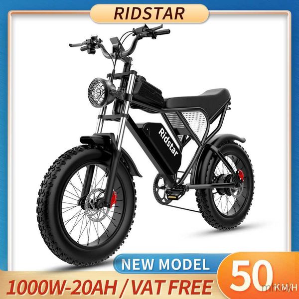 Pedales de bicicleta Ridstar Q20 Bicicleta eléctrica 1000W 48V 20AH Freno de aceite rojo a prueba de agua Potente motor 20 * 4.0 Neumático gordo para bicicleta eléctrica de montaña M230411