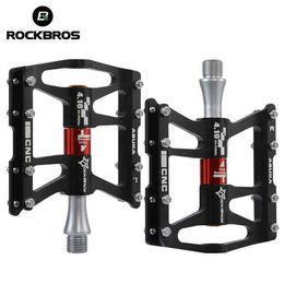 Pédales de vélo ROCKBROS Pédales de vélo Vélo Alliage d'aluminium ultraléger 4 Roulements Pédales de vélo de montagne Bicicleta Pédales de vélo plates 0208