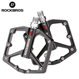 Pédales de vélo ROCKBROS vtt cyclisme ultraléger pédale vélo vélo scellé DU roulement pédales en alliage d'aluminium CRMO antidérapant taquet vélo partie pédales 0208