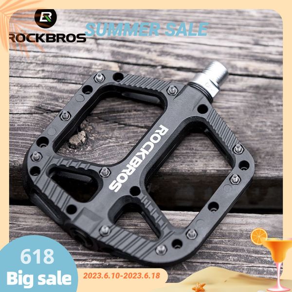 Pedales de bicicleta ROCKBROS Rodamientos de sello ultraligero Bicicleta Pedales de bicicleta Ciclismo Nylon Road bmx Mtb Pedales Plataforma plana Piezas de bicicleta Accesorios 230614