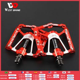 Pédales de vélo WEST BIKING 3 Roulements Vélo Pédales de vélo Ultraléger en alliage d'aluminium VTT Pédales de vélo de route Plateforme plate Bicicleta Pièces de vélo 230614