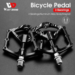 Pédales de vélo WEST BIKING pédales de vélo 3 roulements vtt anti-dérapant ultraléger en aluminium montagne route vélo plate-forme pédales accessoires de cyclisme 0208