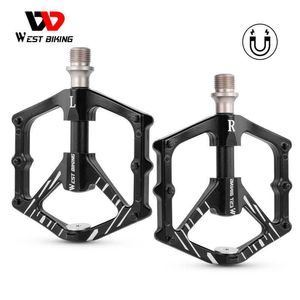 Pédales de vélo WEST BIKING pédale magnétique vtt 3 roulement scellé léger en alliage d'aluminium anti-dérapant repose-pieds accessoires de cyclisme magnétiques 0208