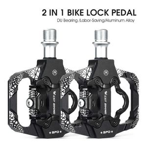 Pédales de vélo WEST BIKING Pédales de vélo VTT Double plate-forme SPD Pédales de vélo automatiques Roulement scellé pour VTT Vélos de route de montagne 0208