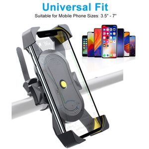 Fietstelefoonhouder 360ﾰ weergave Universele motorfietstelefoonhouder voor 4,7-7 inch mobiele telefoonstandaard Schokbestendige beugel GPS-clip