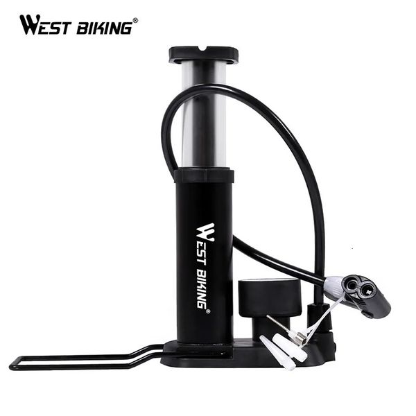 Pompes à vélo WEST BIKING vélo pompe ultra-légère Portable avec baromètre cyclisme vélo de route pompe à Air 120 PSI pompes à pédales haute pression 230928