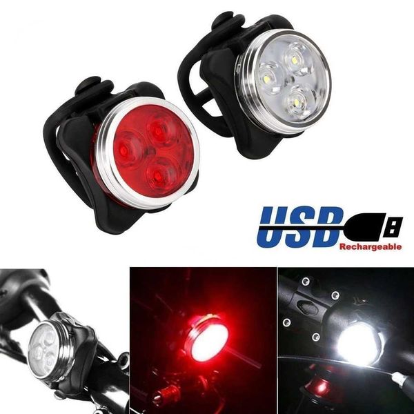 Bike s Headlight 4 Modes USB Recargable Ciclismo Bright Bicycle Outdoor Impermeable Front Tail Clip Light Lamp 0202