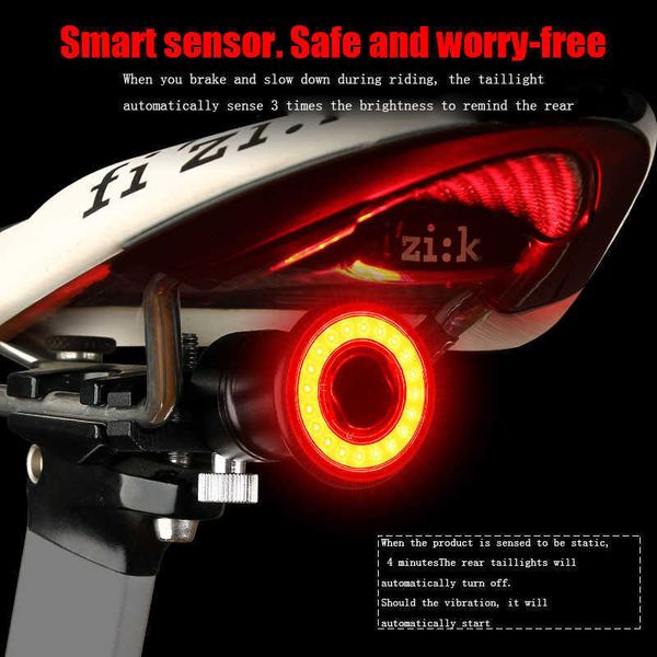 Vélo s Smart vélo arrière arrière vtt route signal lumineux USB Rechargeable rouge vélo lampe Latern Flash feu arrière 0202