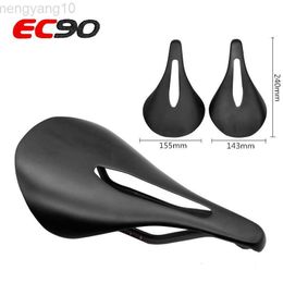 Selles de vélo EC90 Nouveau Tout en fibre de carbone Selle de vélo VTT Vélo de route de montagne Conception creuse Siège Vélo Lisse Confortable Noir Selle 2021 HKD230710