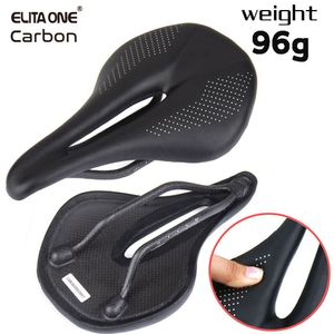 ELITA ONE Bike Saddle, Carbon Fiber Super Light Leather MTB/Road Bike Seat, 240*143mm, 96g