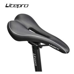 Bike Saddles LitePro S1 Hollow Breathable Cushion Mountain Vouwfiets comfortabele hitte-geïnformeerde niet-slip PU lederen zadel 0130