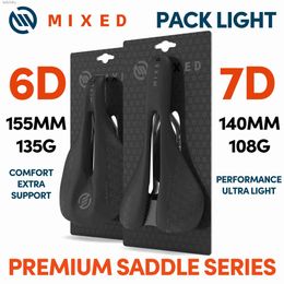 Bike Saddles MIXED Full Carbon Fiber Saddle Pack 5D 6D 7D Ultra Light Weight Cushion 143mm 155mm for MTB Mountain Bicycle Road Bike PartsL240108