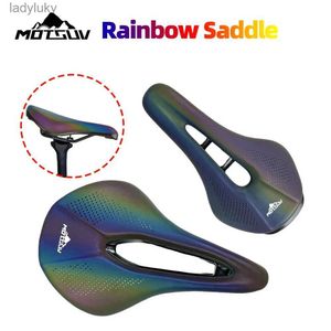 Saddles de bicicleta Motsuv Bicycle Rainbow Saddle Soft Silica Gel Pu Cuero cómodo Road Mountain Bike Asiento Cusco a prueba de choque MATL240108