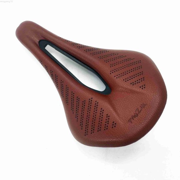 Sillines de bicicleta Nuevo asiento de bicicleta MTB Sillines de bicicleta de carretera PU Retro Marrón Ultraligero Transpirable Cómodo Asiento Cojín Bike Racing Saddle Parts HKD230710