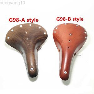 Retro Vintage Bike Saddle, Pure Cowhide Handmade Seat Cushion, Sport Saddle Cycling Bike Seat, G98 HKD230710