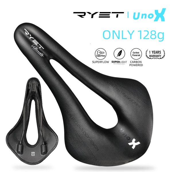 Fietszadels RYET Carbon lederen zadel Ultralight Racefiets MTB Racing Pu Zacht zitkussen Fiets OVAL RAIL7*9 Zitplaatsen Fietsaccessoires 231009