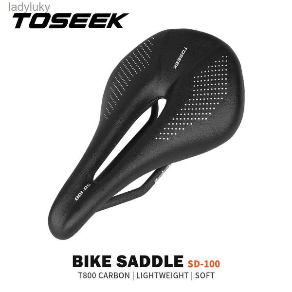 Selles de vélo Tosearch selle entièrement en carbone vtt/route 143/155MM selle de vélo Super léger en cuir coussins en carbone 135g Rails de carbone siège de vélo L240108