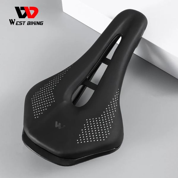 Selles de vélo WEST BIKING selle de vélo confortable siège de vélo résistant à l'usure en cuir PU creux route pièces de vélo vélo selle vélo coussin 231009