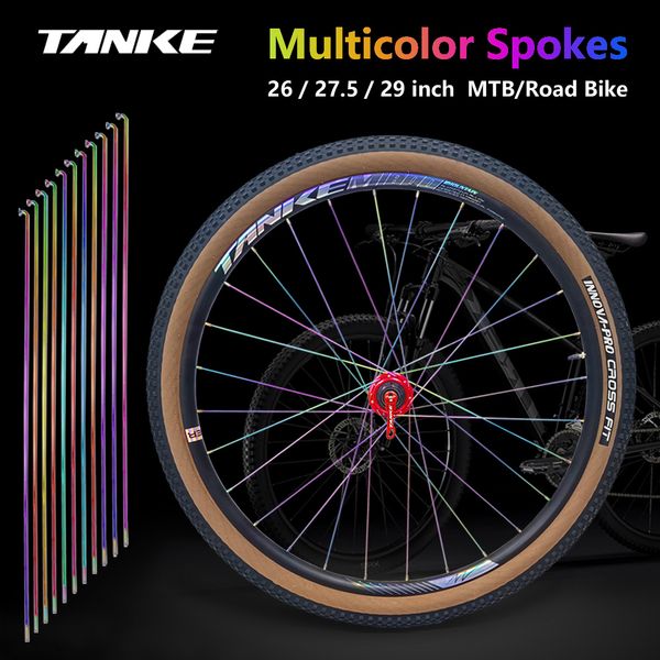 Rayons de vélo 36 pièces rayons de vélo colorés avec mamelon pour roues de 2627,529 pouces VTT vélo de route en acier inoxydable haute résistance arc-en-ciel 230606