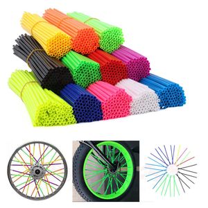 Bike Spokes 72Pcs Bike Motorcycle Wheel Spoked Protector Skin Covers Pipe For Motocross Bicycle Bike Cool Accessories 9 Colors 24CM17CM 230606