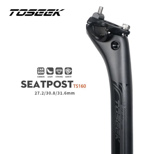 Vástagos de bicicleta TOSEEK tija de sillín de carbono 27,2 31,6mm de longitud 400mm negro mate MTB asiento de bicicleta de carretera tubo de asiento piezas de bicicleta MTB canoa de carbono 230606