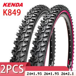 Pneus de vélo 2 pièces KENDA K849 24/26 pouces pneu de vélo vtt de montagne BMX 24*1.95/26x1.95/2.1 noir ligne rouge épaissi pneu de cross-country HKD230712