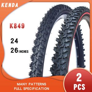 Pneus de vélo 2 pièces Kenda k849 pneu de vélo de montagne 24/26 pouces 24*1.95 26*1.95 2.1 pneu noir ligne rouge croix épaissie pneu de cross-country HKD230712