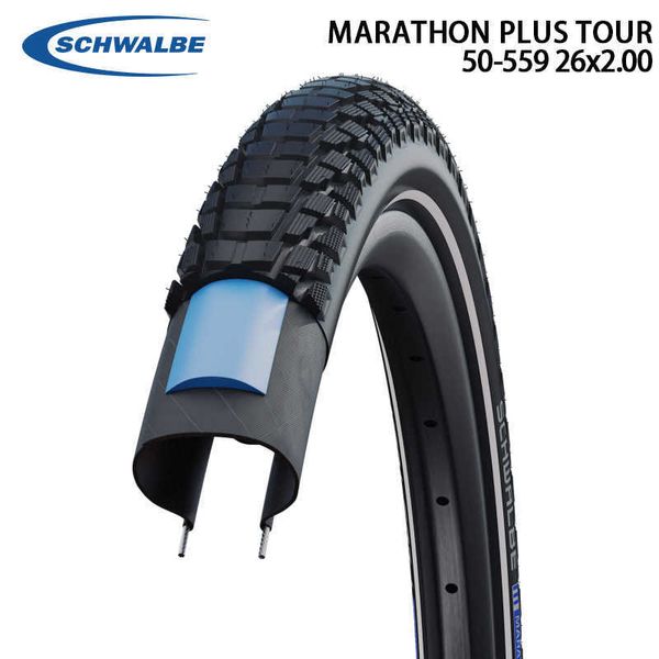 Pneus de vélo SCHWALBE MARATHON PLUS TOUR Pneu de vélo filaire réflexe noir 26 pouces 50-559 26x2.00 VTT Voyage tout-terrain Vélo de montagne Partie de cyclisme HKD230712