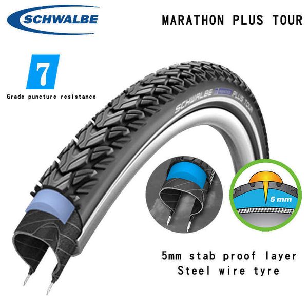 Pneus de vélo Schwalbe marathon plus tour pneu 26 pouces fil d'acier anti-couteau 700X35C 700X40C VTT pneu de voyage longue distance HKD230712