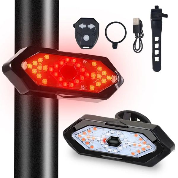 Bike Turn Signal Light arrière Remote Bicycle Lights LED USB RECHARGETY BICYCYM lampe vélo sans fil d'avertissement