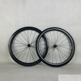 Roues de vélo 12 vitesses 3K disque brillant route/gravier fibre de carbone T800 25 mm de large 50 mm de profondeur avec moyeu DT350 XDR corps de cassette livraison directe S Dhrw7