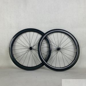 Ruedas de bicicleta 12 velocidades 3K Disco brillante Carretera/Grava Fibra de carbono T800 25 mm de ancho 50 mm de profundidad con buje Dt350 Xdr Cassette Body Drop Delivery S Dhrw7