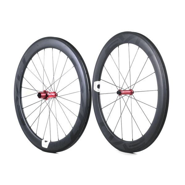 Roues de vélo Evo Carbon Road 60mm Profondeur 25mm Largeur Fl Clincheubar Roues avec moyeux droits PL Personnalisable Logo Drop Livraison Sports DHPKL