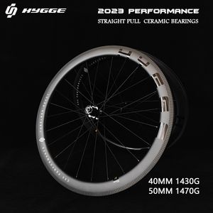 Bike Wheels Hygge rechte trek koolstofwielen 700c Road Clincher Tubeless 40mm 50mm fietsen wielen R13 keramische hubs wielen randrem 230628