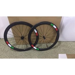 Fietswielen Italië Logo's Fl Carbon 50 mm fietswielset 700Cx25 mm V-remmen Fietswiel Clincher Aangepast logo en kleur met naven gemaakt Dhvqx