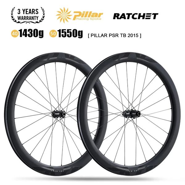 Ruedas de bicicleta Ryet Carbon Road Wheelset Freno de disco 700C 36T Trinquete Hubsets Pilar Center Lock o 6 Blot Bock Piezas de bicicleta 231211