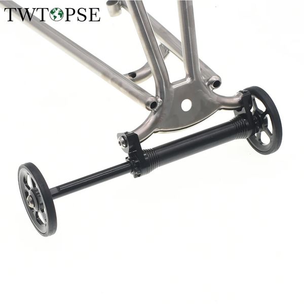 Ruedas de bicicleta TWTOPSE Barra de extensión de rueda fácil para bicicleta plegable Brompton Barra telescópica Pernos de estante de carga trasera Piezas Easywheel 231010