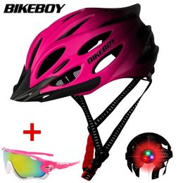 BIKEBOY casque de vélo de cyclisme ultraléger moulé à l'intérieur des casques de sécurité de vélo respirants avec feu arrière 240312