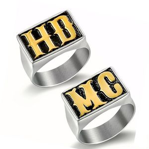 Biker Letter Gold MC HD Ring 316 Roestvrij staal Punk Gothic Hip Hop Fashion Locomotive Cotorcycle Capital Rings sieraden voor mannen