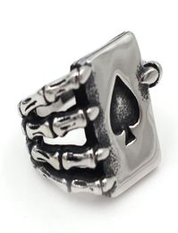 Biker Mens Punk New Fashion Silver Rings Jewelry Top S Spade Spade Poker Claw Cool Silver Ring KKA19522513543