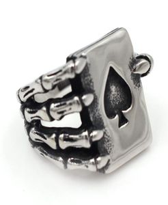 Biker Hommes Punk Nouvelle Mode Bagues En Argent Bijoux De Fête Top s En Acier Inoxydable Pelle Poker Griffe Cool Bague En Argent KKA19528974721