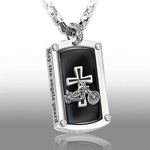 Collier pendentif gravé de bénédiction de motard, croix de prière en acier, cadeau pour motocyclistes, ornements suspendus d'intérieur de voiture, Decor302o