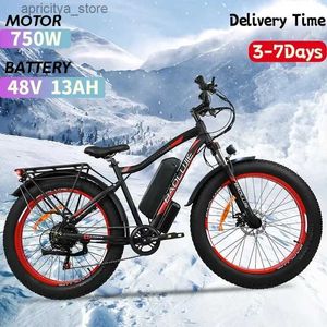 Fietsen 2024 Nieuwe ectrische mountainbike 26*4 vetbanden 48V750W Ectric Bicyc Suitab voor bergsneeuwstranden L48