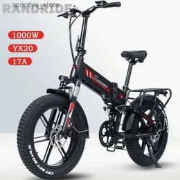 Bikes 2024 New Randride YX20 Bicyc ectric 20 * 4.0 Ectric Bike1000W 48V 17AH Mountain Bike Fold Ebike for Men Or Women Ebike L48