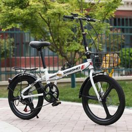 Bicicletas Bicicleta plegable de 20 pulgadas para hombre/mujer, estudiante adulto, bicicleta para niños, freno de disco de velocidad variable, bicicleta portátil L240105