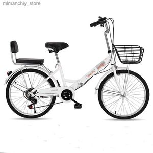 Bikes 22/24 Inches Bicycles Folding Bike Spoke Integrated Wheel Single Variable Speed Adult Commuting To Work Light Q231030