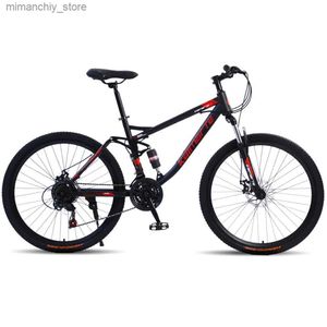 Vélos 24 26 pouces vélo 21 24 27 30 vitesses vélo région montagneuse double frein à disque amortissement en acier à haute teneur en carbone Cross Country Q231030