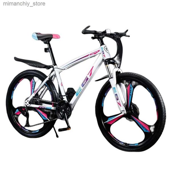 Bicicletas Bicicleta de montaña de 26 pulgadas Bicicleta de 21 velocidades Ciclismo al aire libre Acero con alto contenido de carbono Freno de disco doble Horquilla de resorte Marco duro Conveniente Q231030