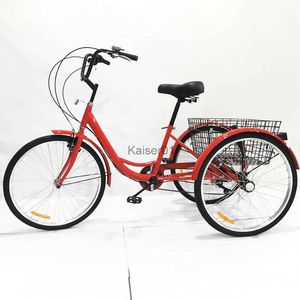 Bicicletas Triciclo con pedales de 26 pulgadas Triciclo de transporte manual para personas mayores de 7 velocidades Bicicleta de carga para adultos de acero con alto contenido de carbono con cesta